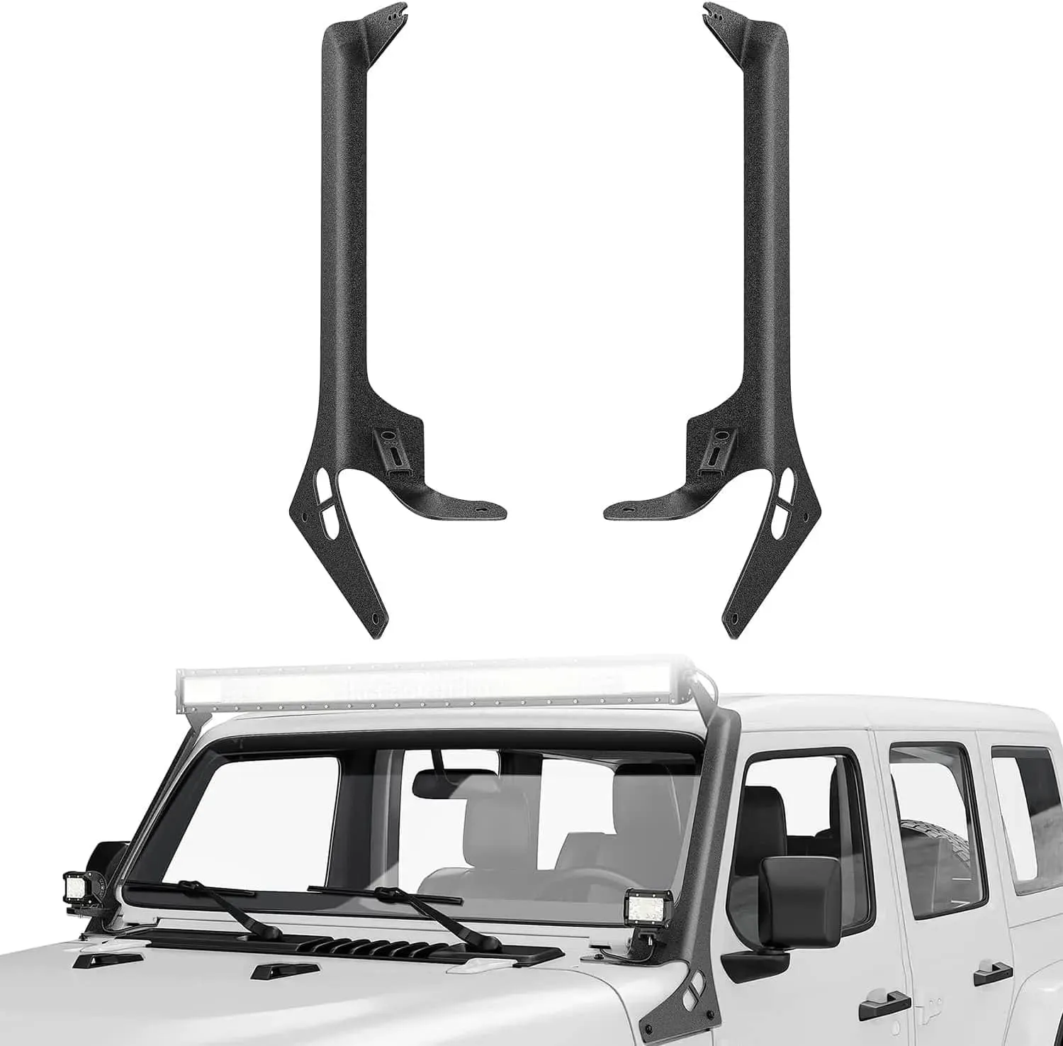 52 Inch LightBar and Light Pods Windshield Frame A-Pillar Mounts for 2018-2024 Jeep Wrangler JL/JLU Gladiator JT