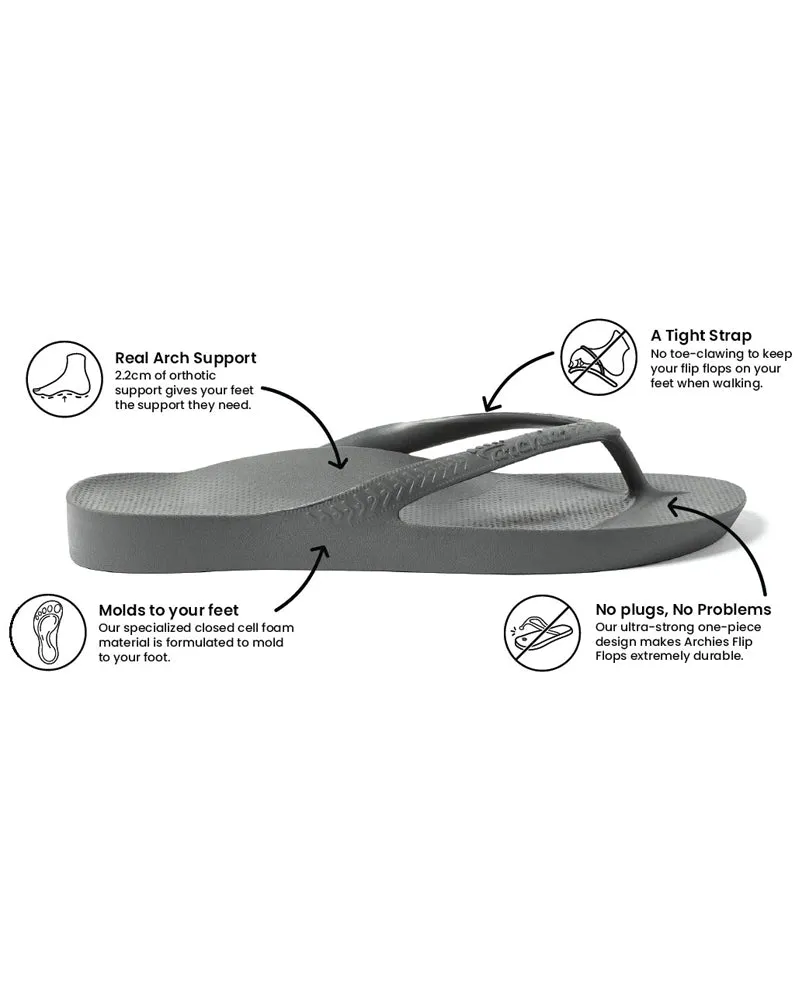 Archies Charcoal High Arch Flip Flop