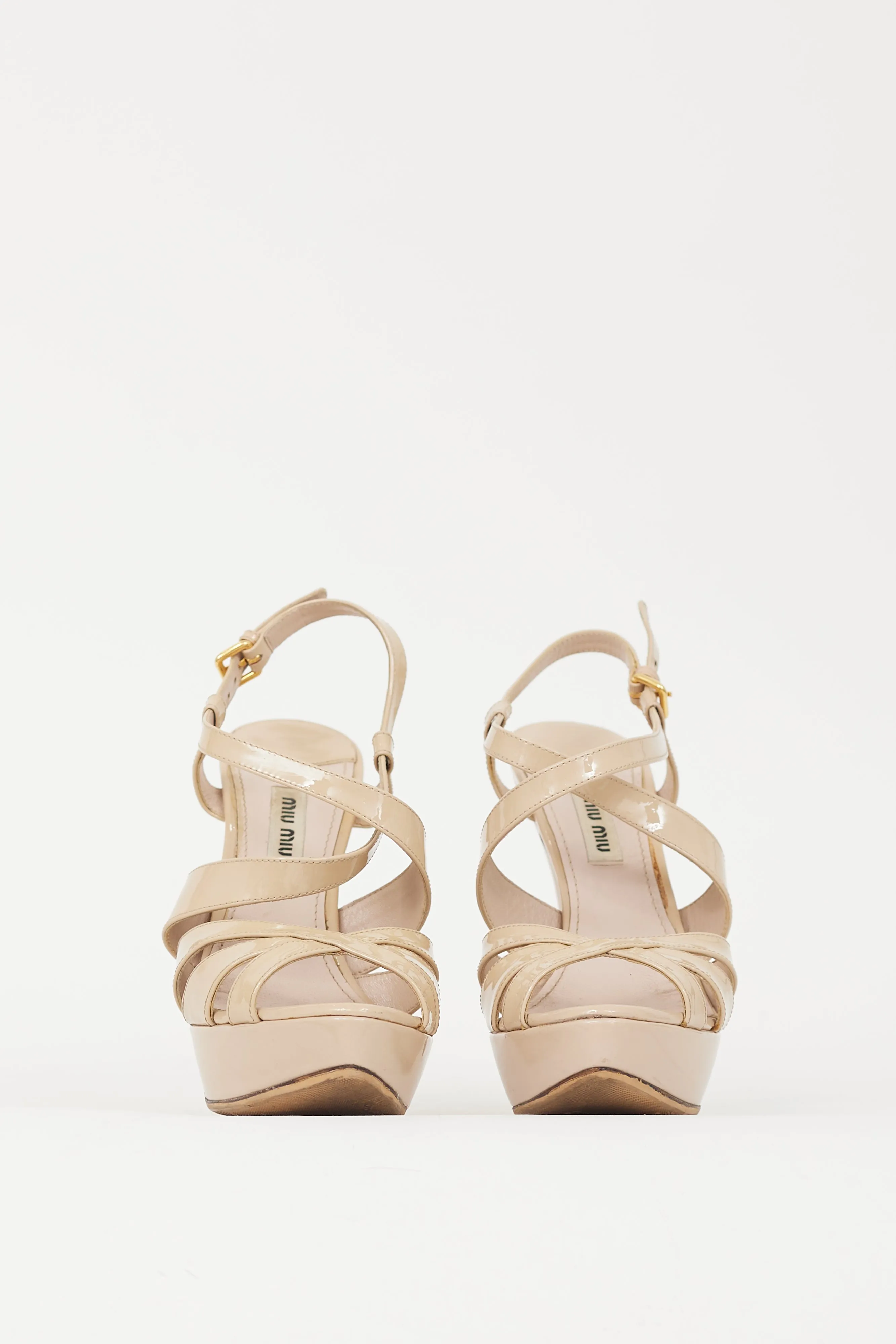 Beige Patent Leather Platform Heel