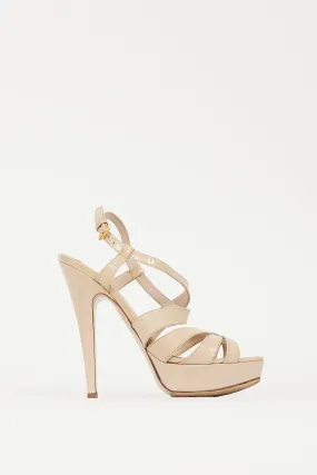 Beige Patent Leather Platform Heel