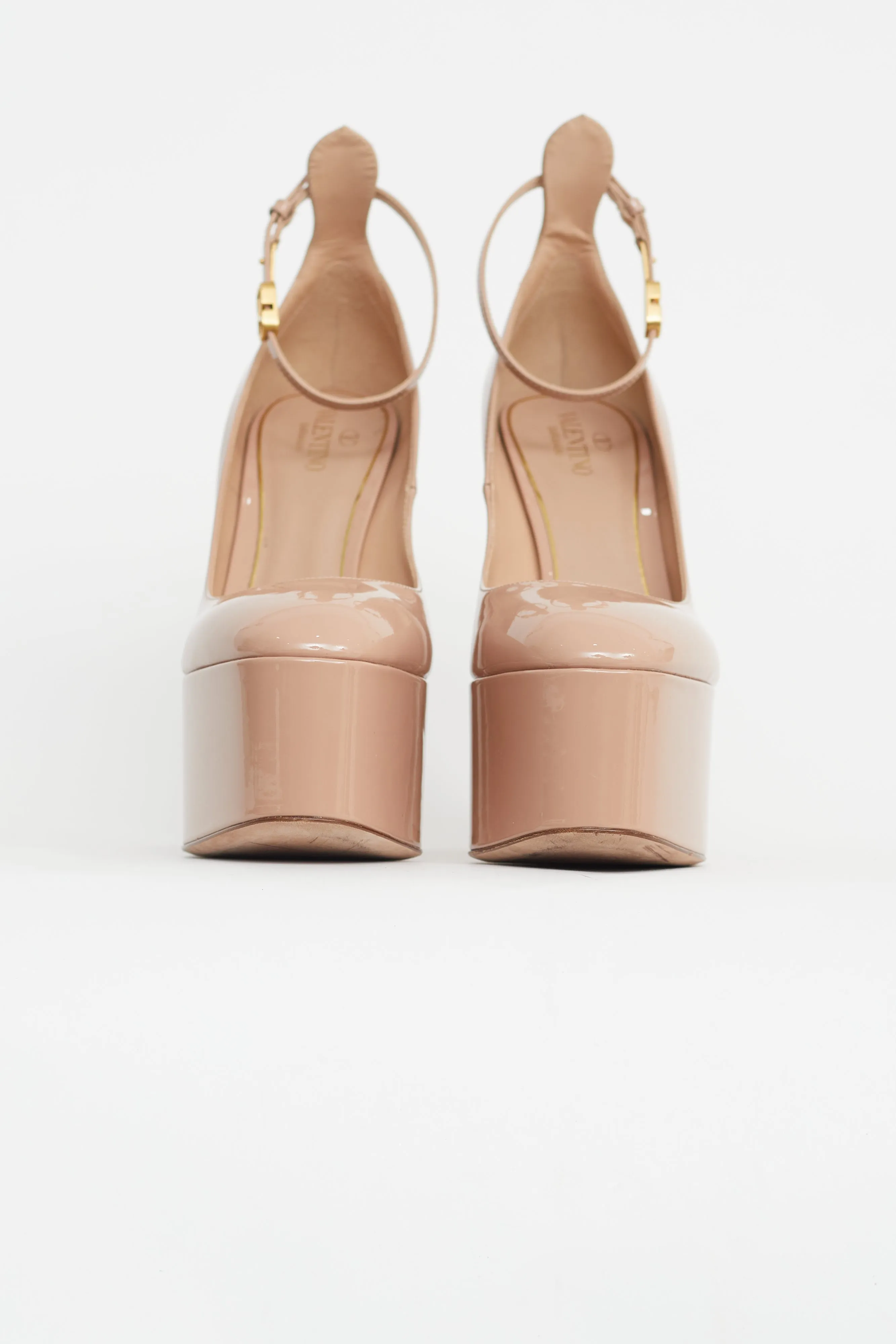 Beige Patent Leather Platform Tan-Go Pump