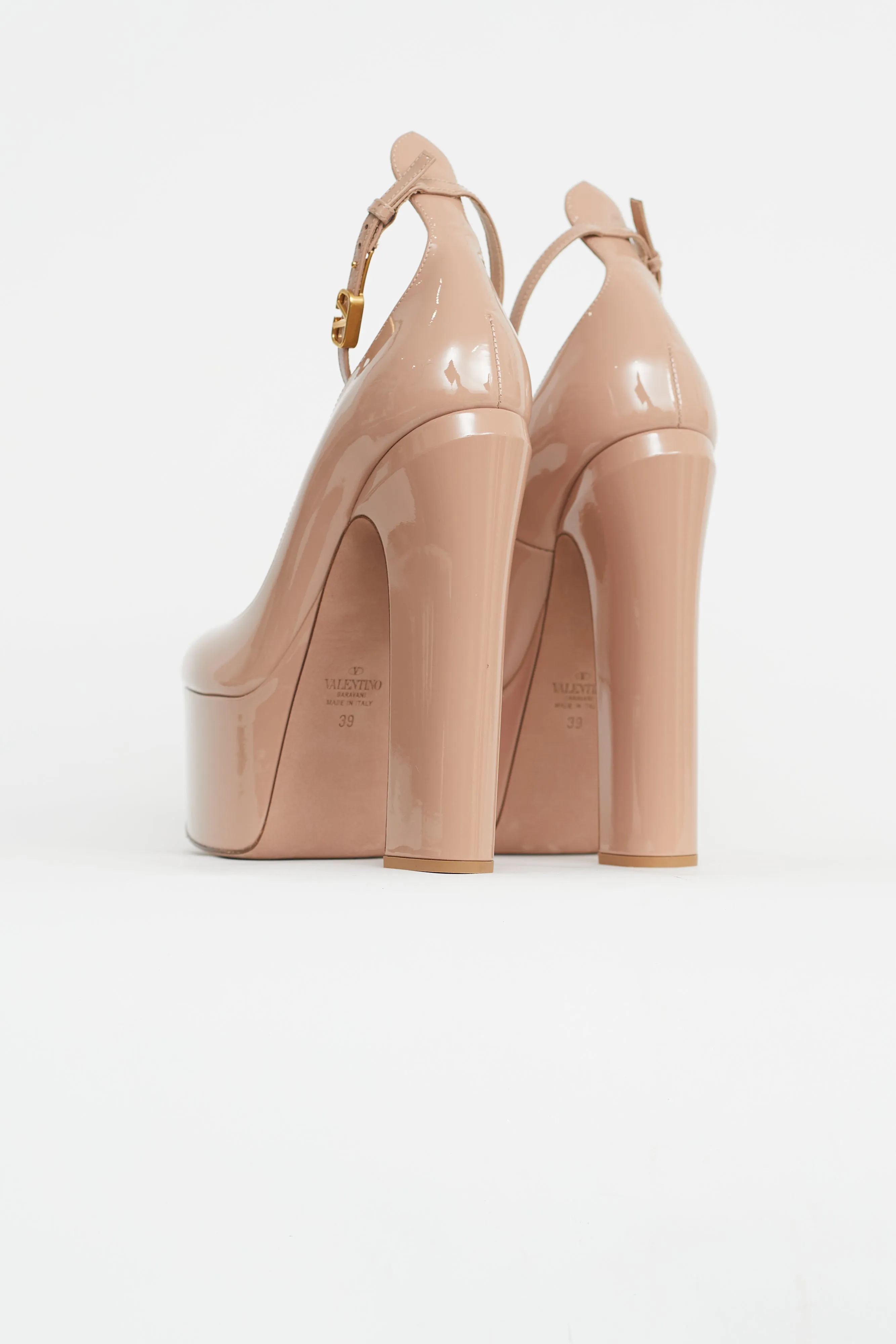Beige Patent Leather Platform Tan-Go Pump