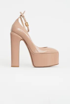 Beige Patent Leather Platform Tan-Go Pump