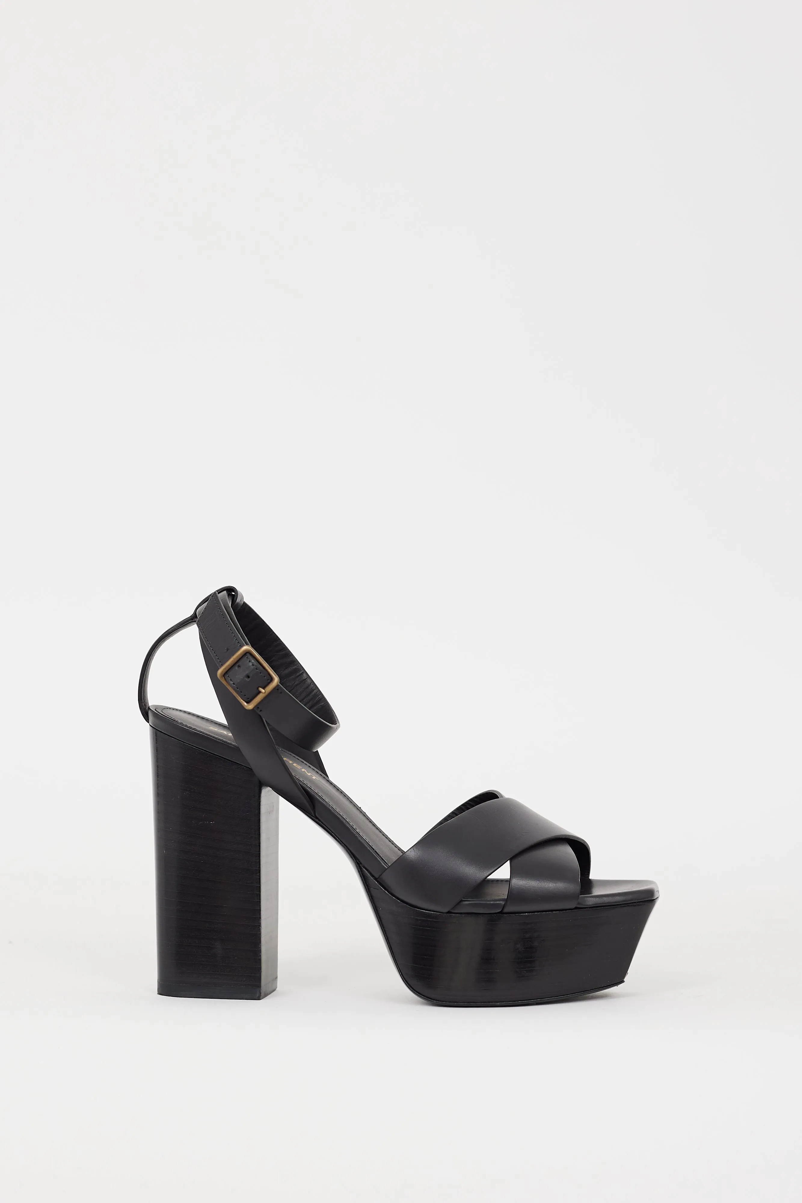 Black Leather Farrah Platform Heel