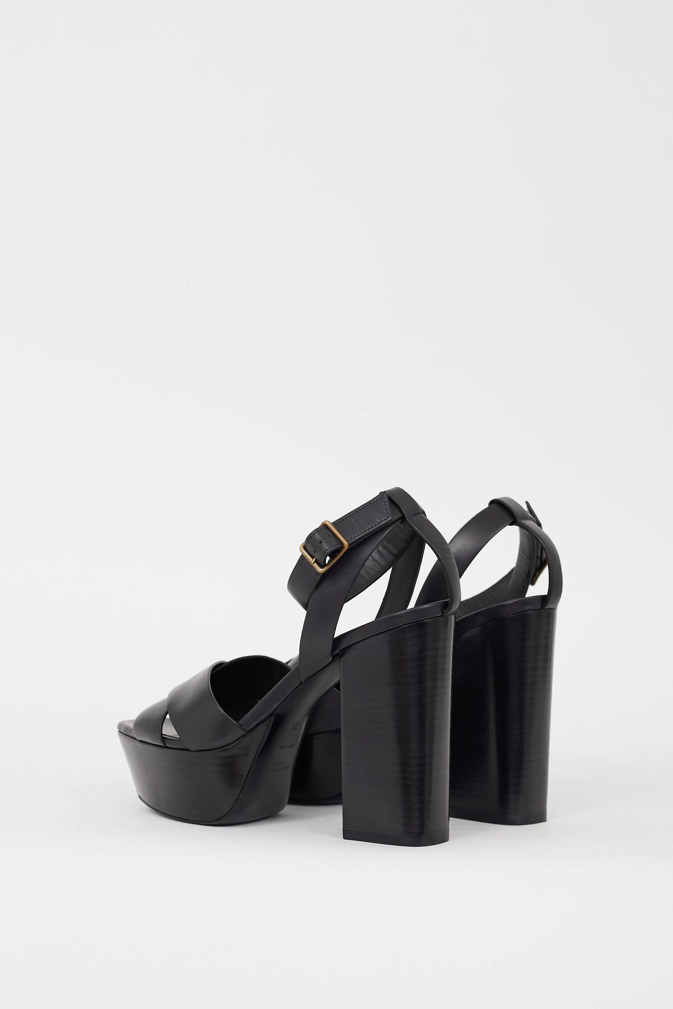 Black Leather Farrah Platform Heel