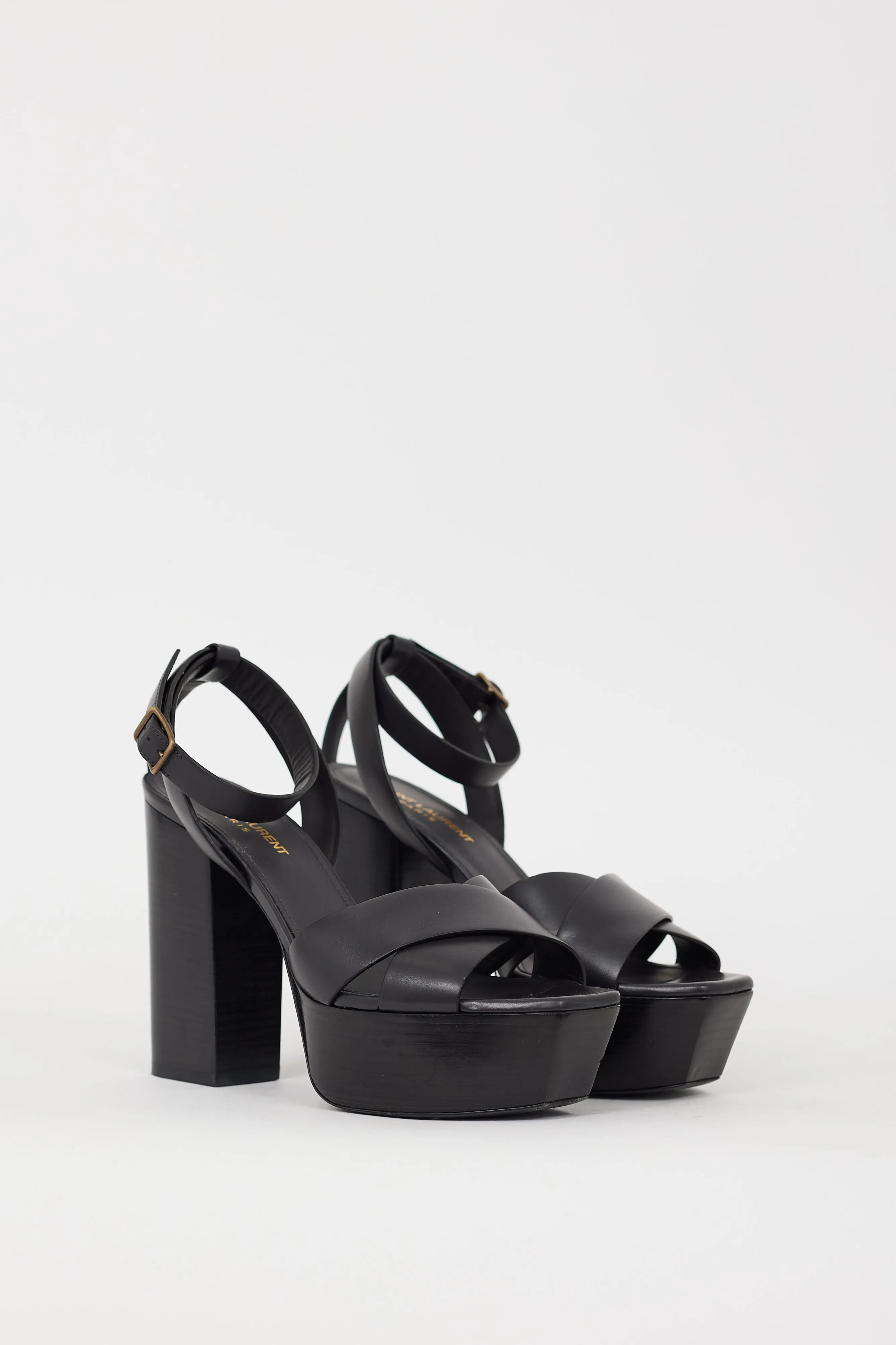 Black Leather Farrah Platform Heel