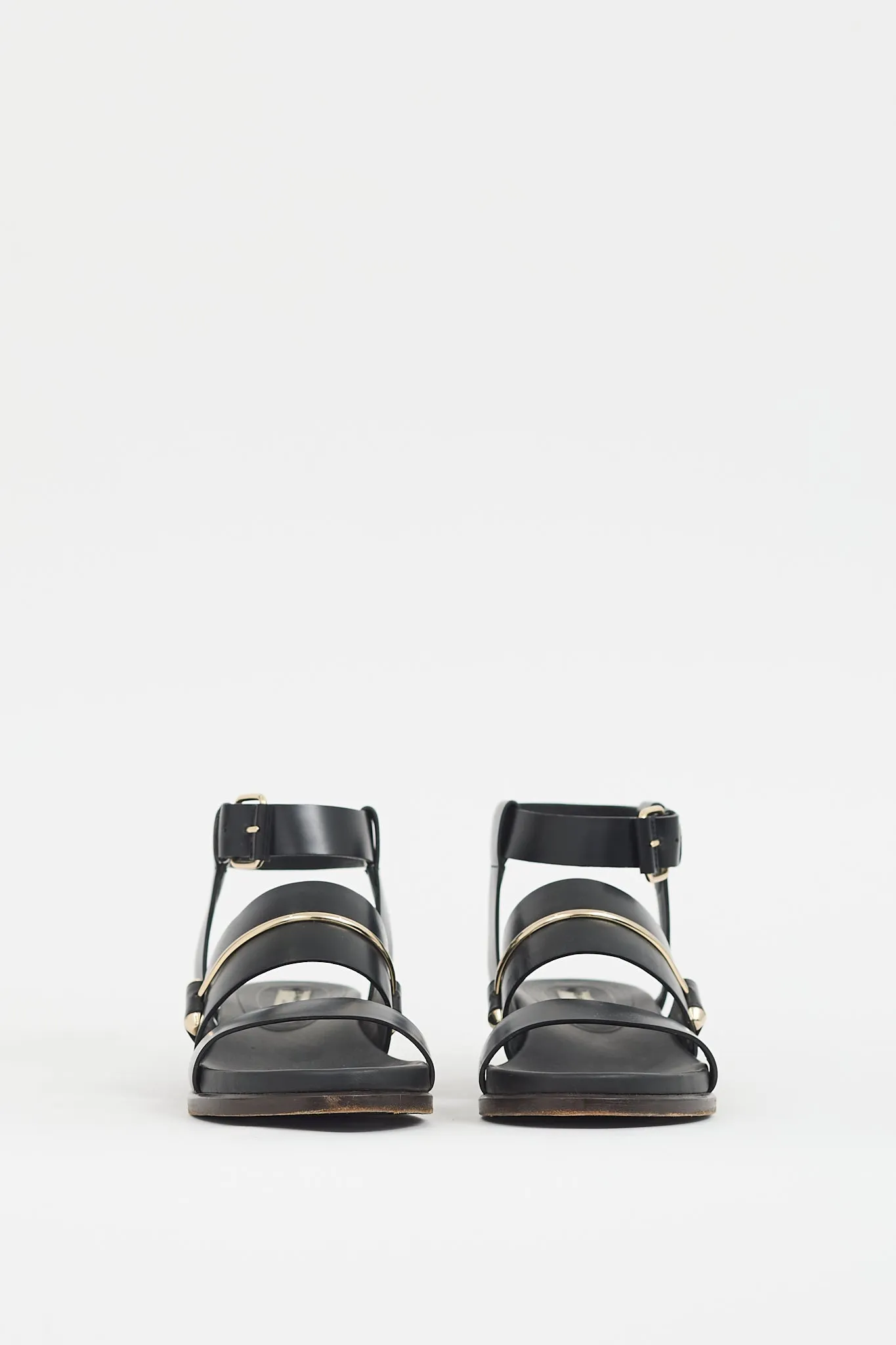 Black Metal Bar Gladiator Sandal