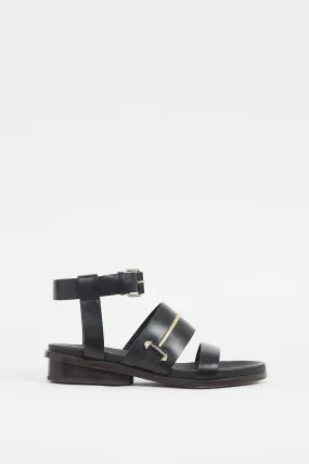 Black Metal Bar Gladiator Sandal