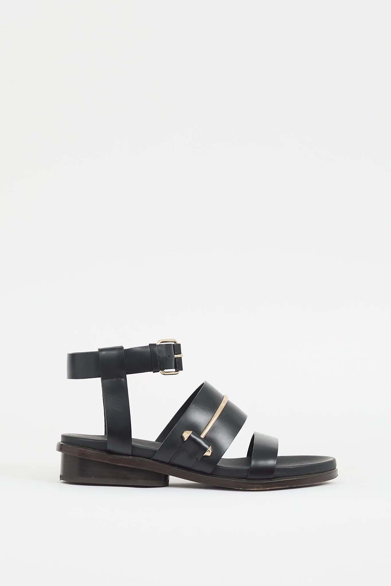 Black Metal Bar Gladiator Sandal