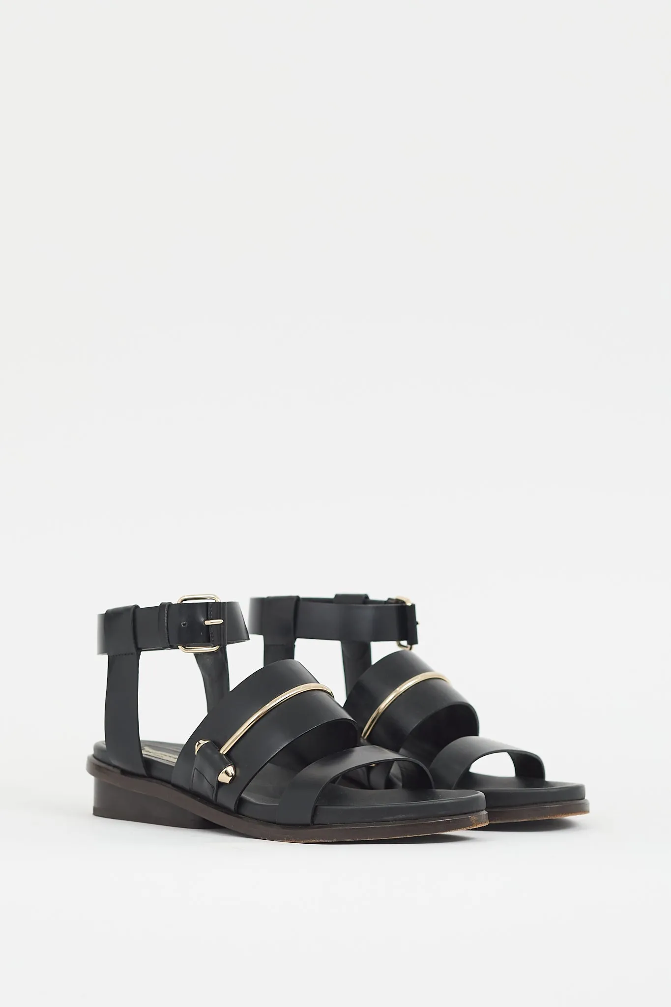 Black Metal Bar Gladiator Sandal