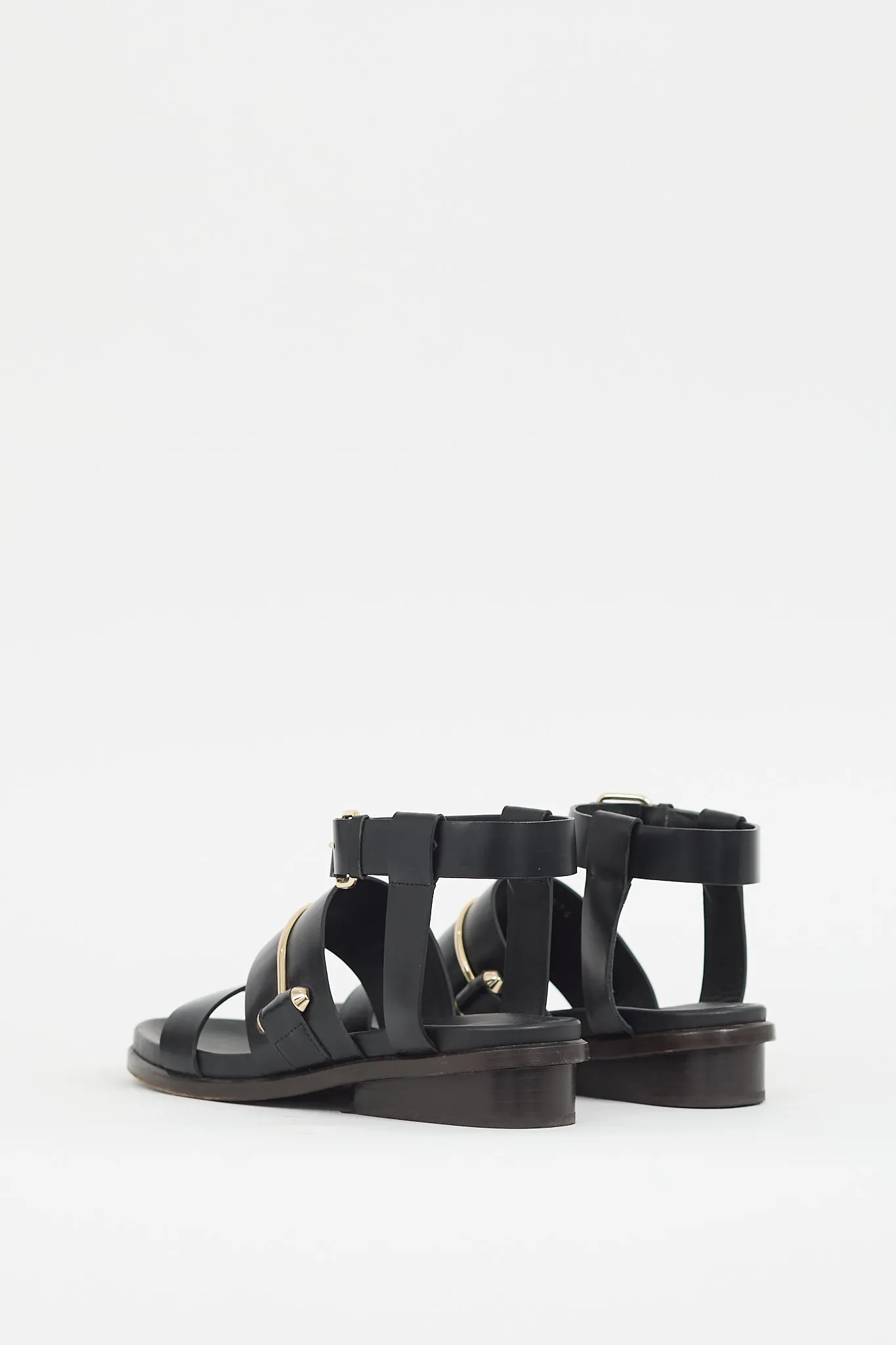Black Metal Bar Gladiator Sandal