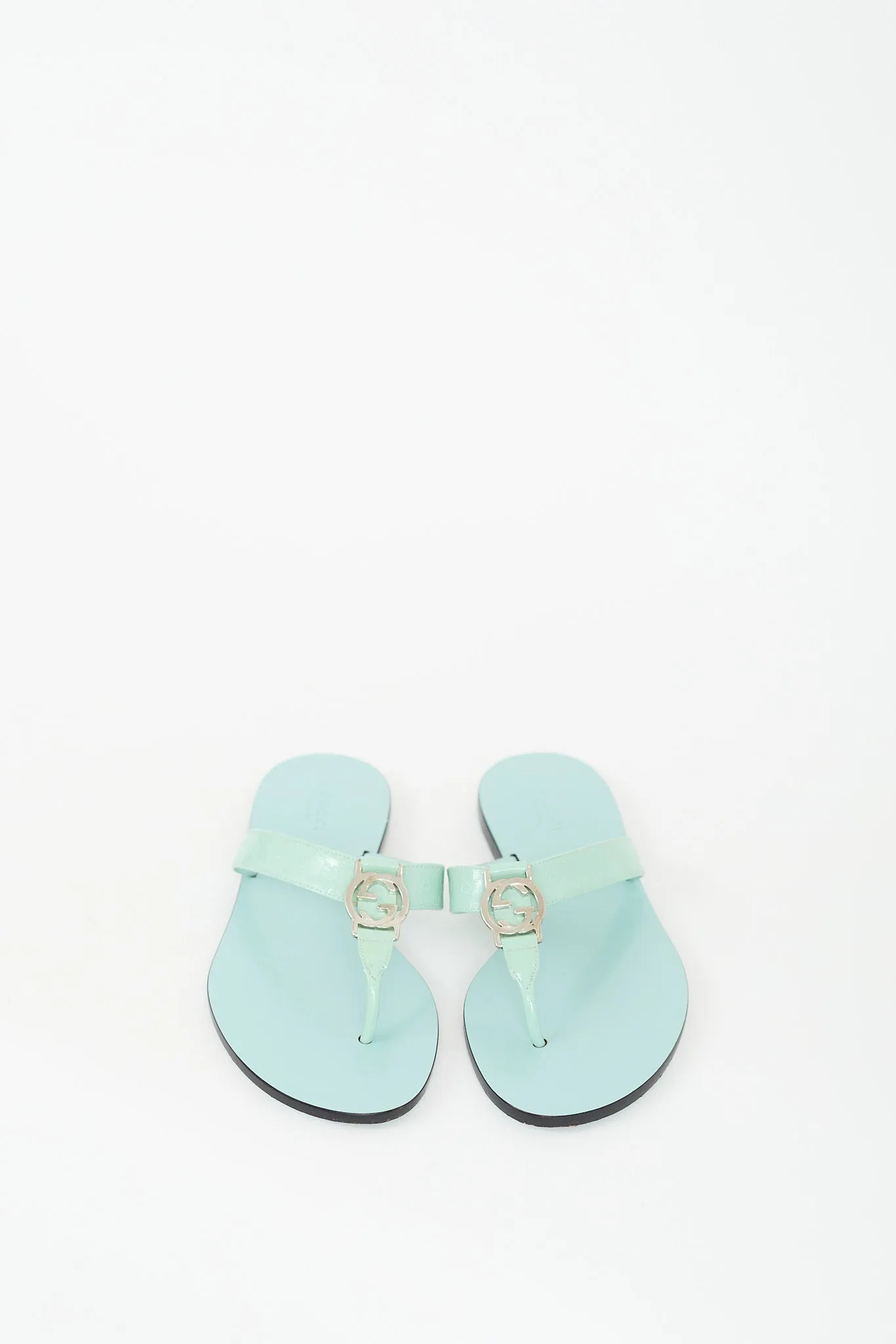 Blue Leather Logo Sandal