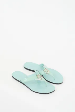 Blue Leather Logo Sandal