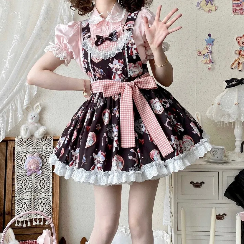 Kawaii Cartoon Kitten Print Lolita JSK Skirt