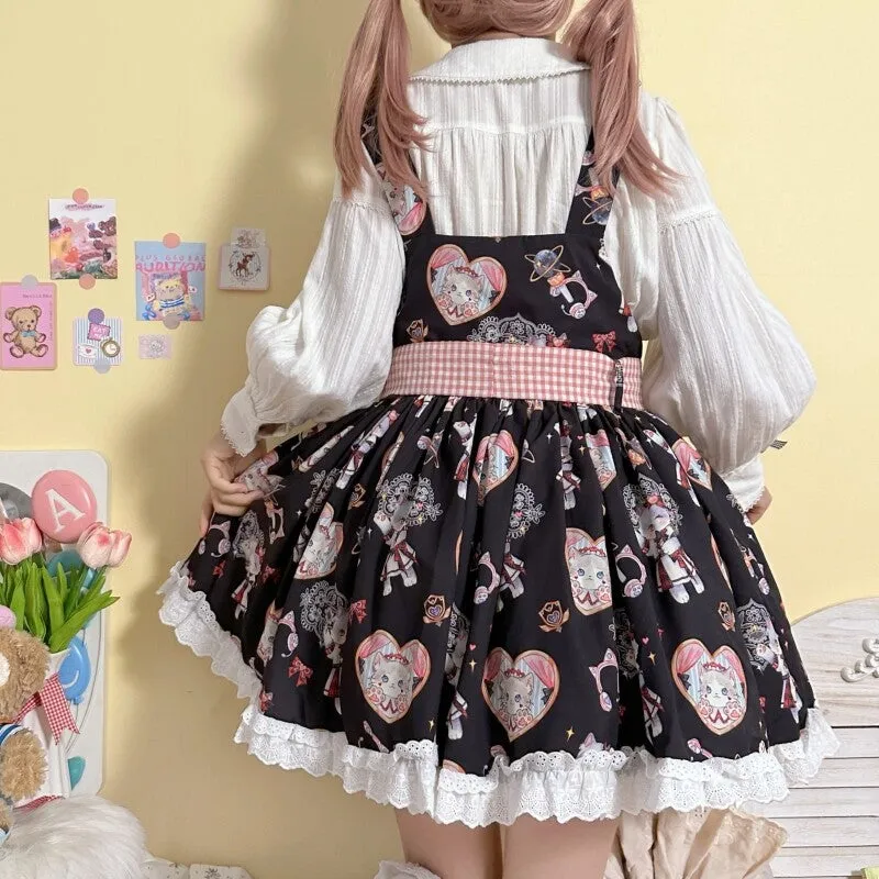 Kawaii Cartoon Kitten Print Lolita JSK Skirt