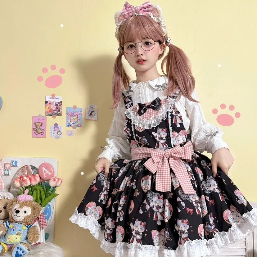 Kawaii Cartoon Kitten Print Lolita JSK Skirt