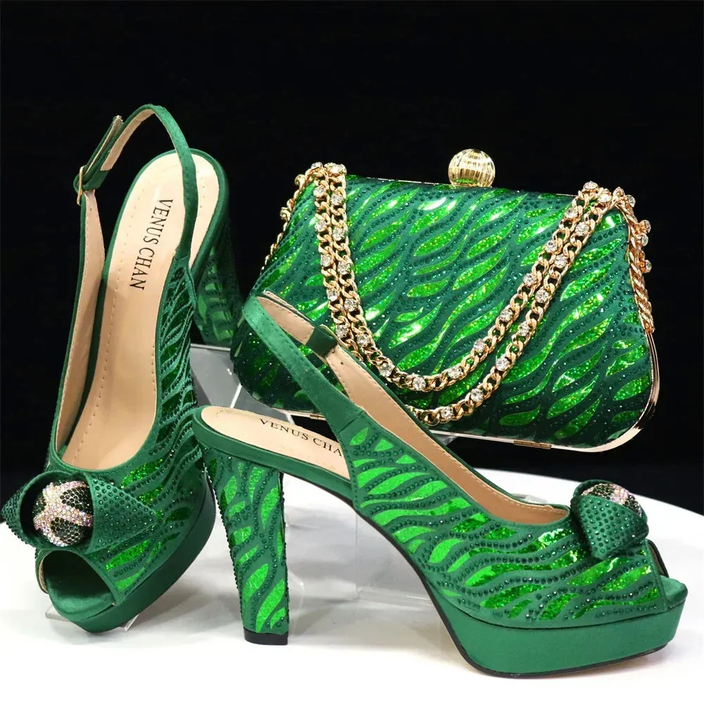 Peep Toe Women's Shoes with Matching Bag Set