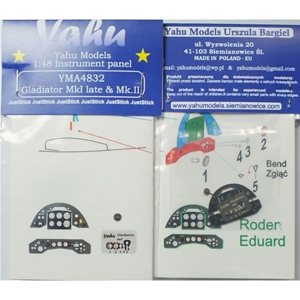 Yahu Models YMA4832 Gladiator Mk.I late & Mk.II Instrument Panel 1/48